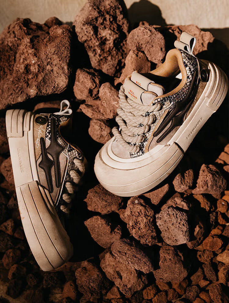 Brown Smile Panel Platform Sneakers - View 7