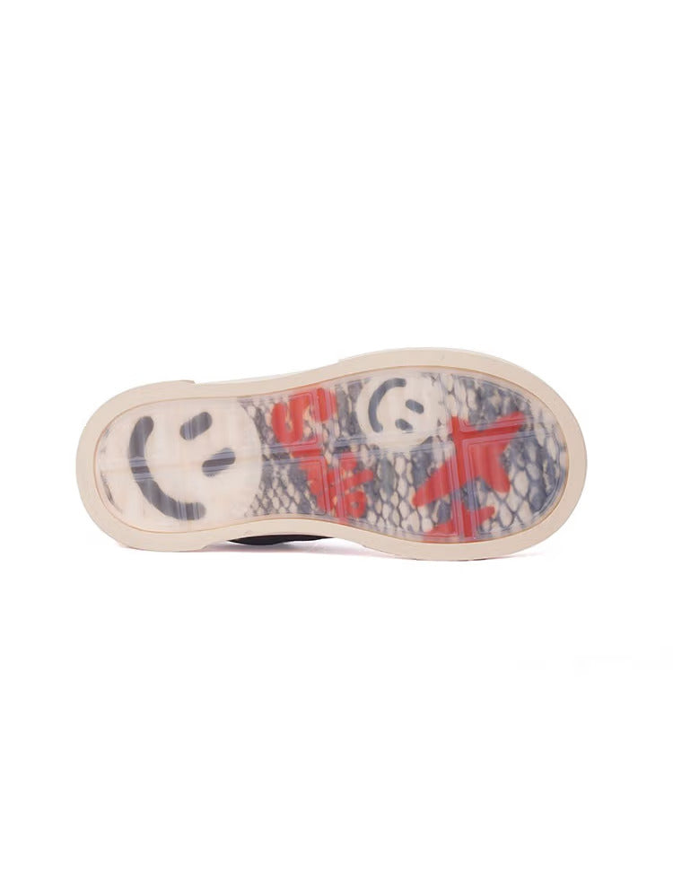 Brown Smile Panel Platform Sneakers - View 14
