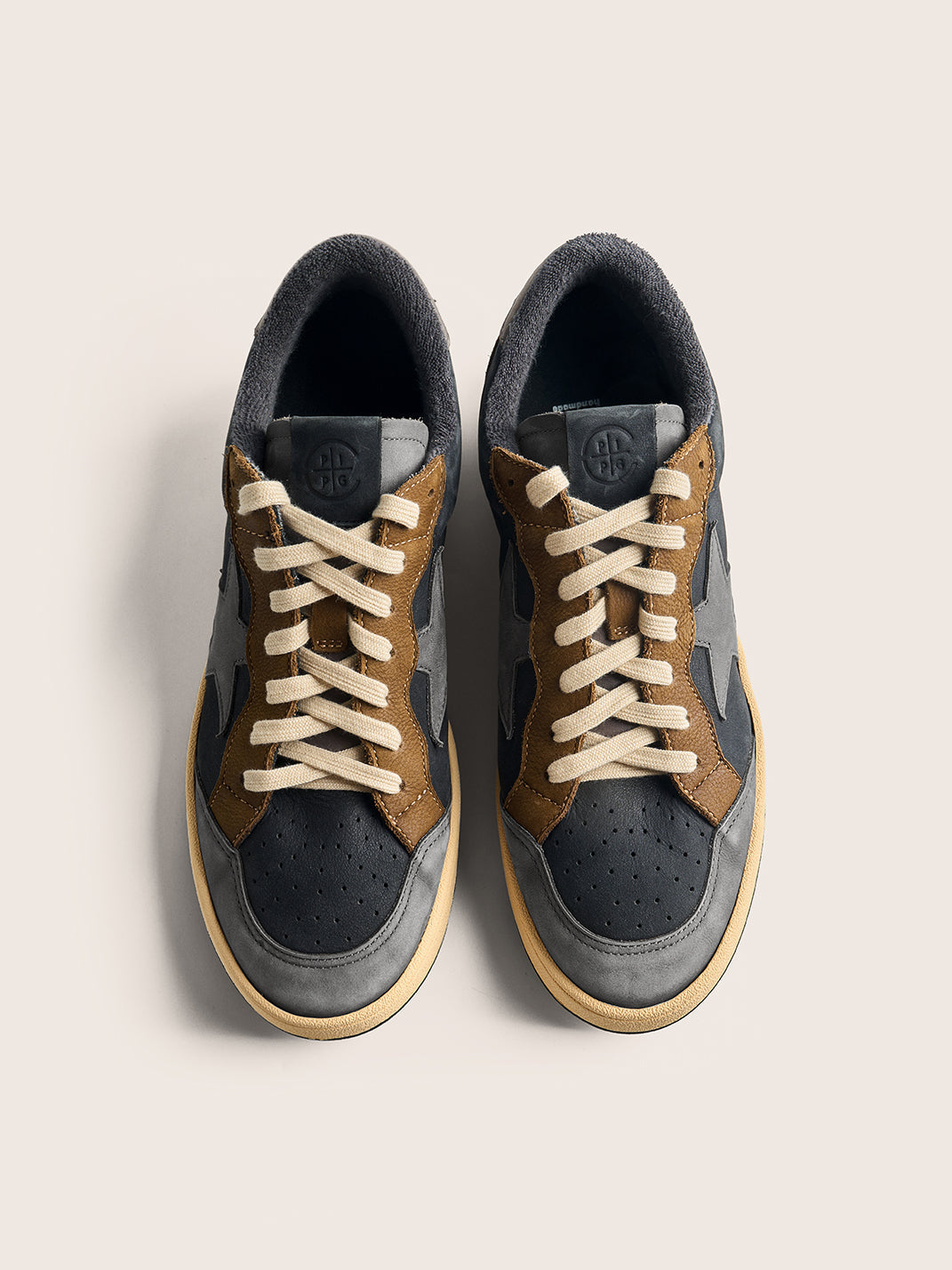Brown Star Panel Retro Low-Top Sneakers - View 5