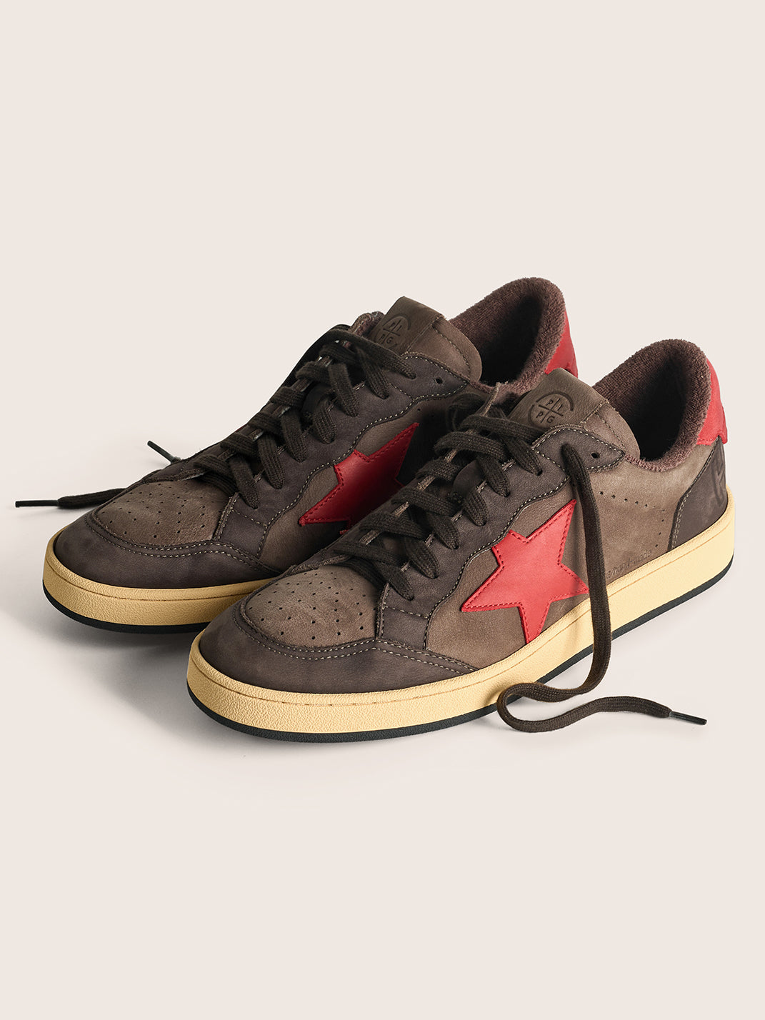 Brown Star Panel Retro Low-Top Sneakers - View 15