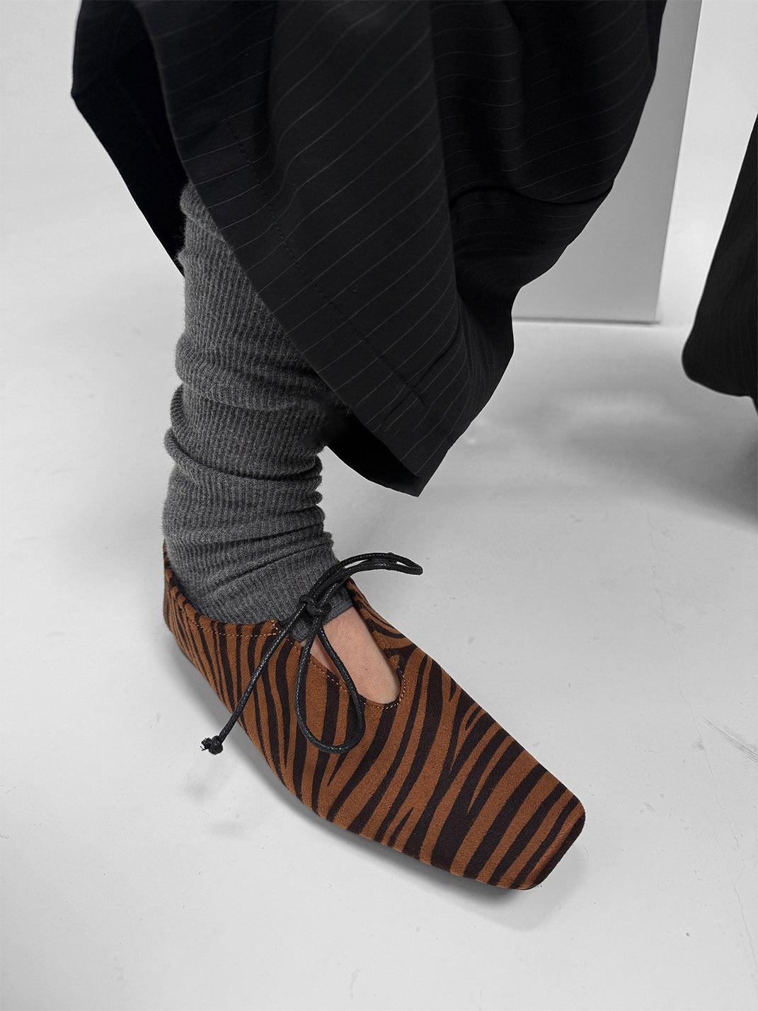 Brown Zebra-Print Lace-Up Loafers - View 5