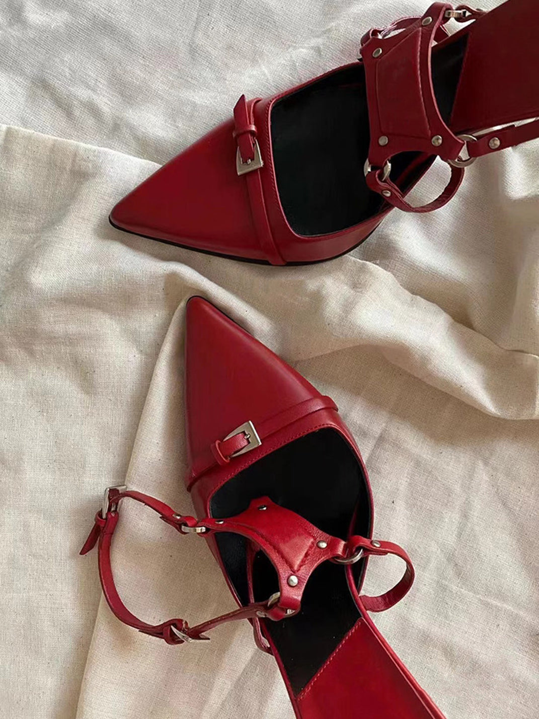 Buckle-Strap Pointed-Toe Stiletto Pumps - View 3