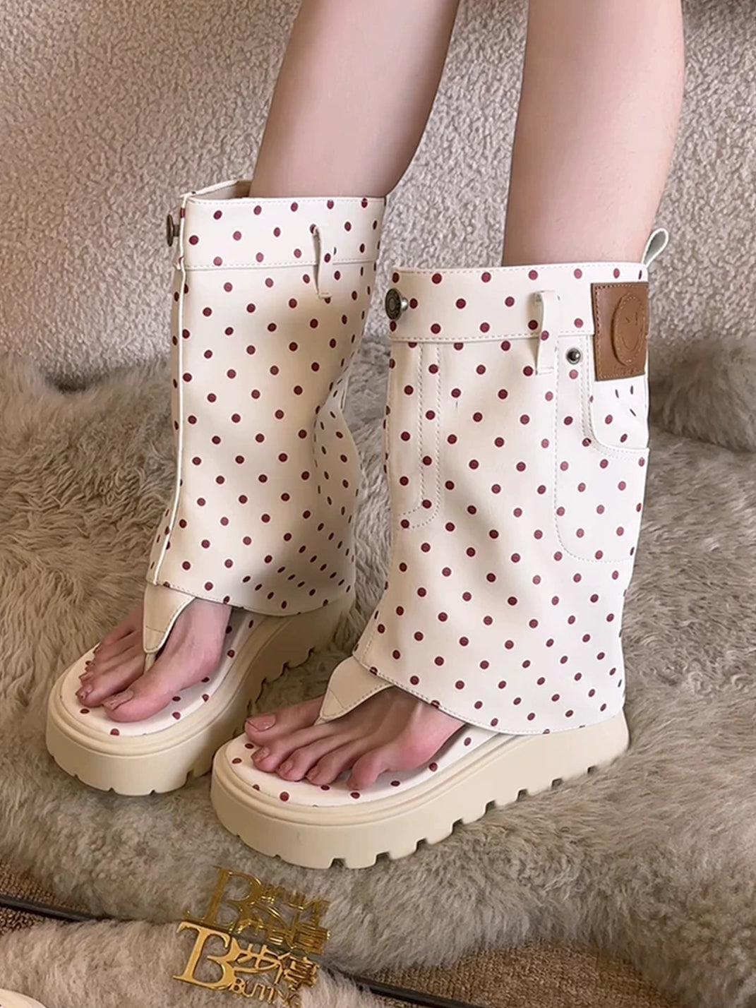 Thong Platform Knee-High Roman Sandal Boots - View 13