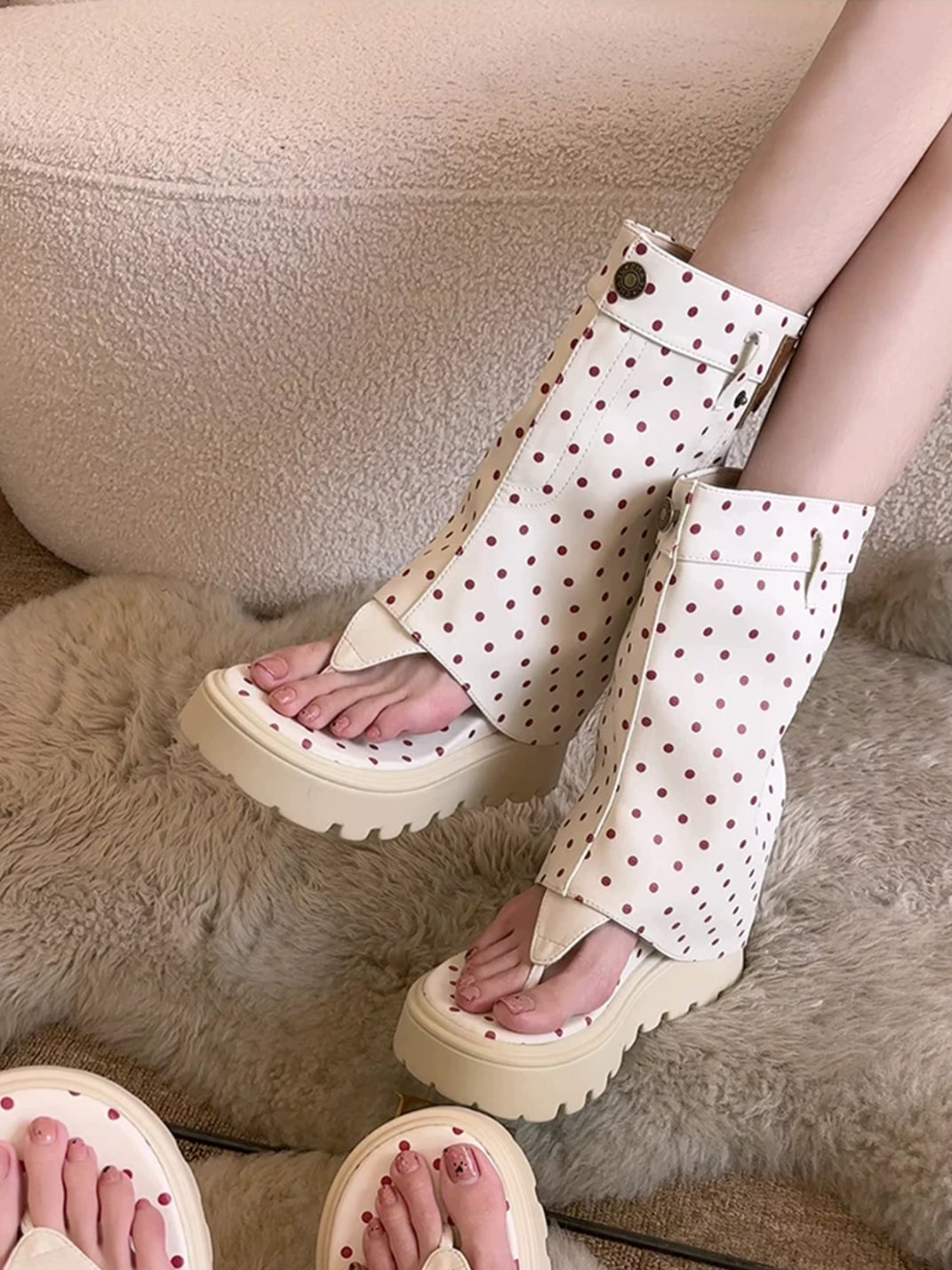 Thong Platform Knee-High Roman Sandal Boots - View 14