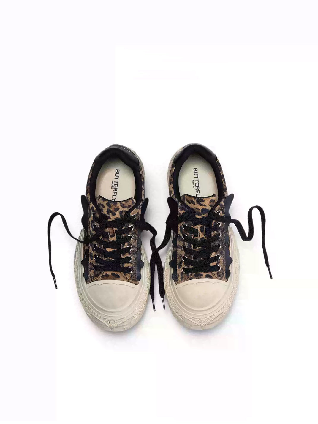 Leopard Distressed Platform Canvas Sneakers - View 6