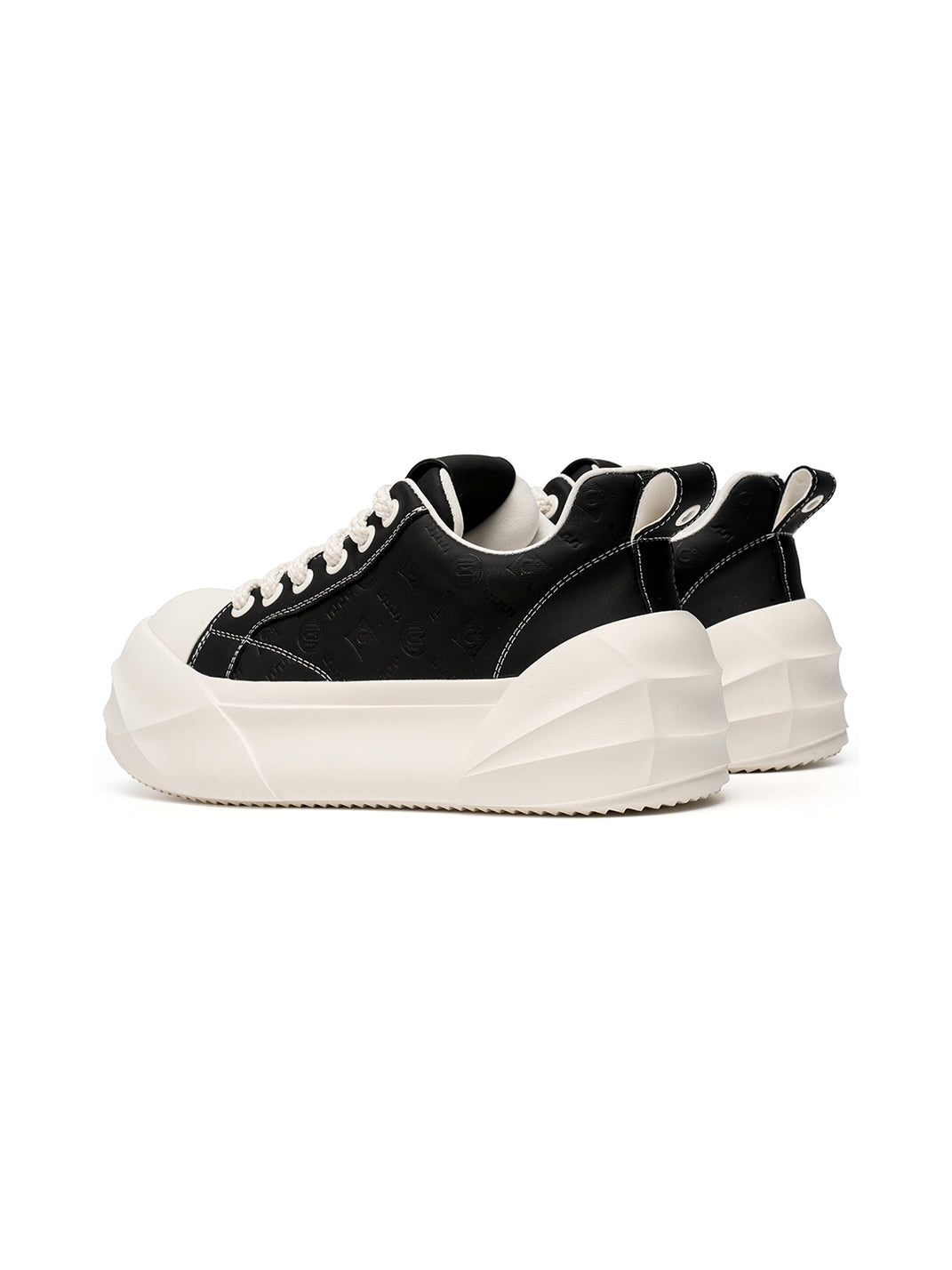 Black Geometric-Sole Platform Sneakers - View 8