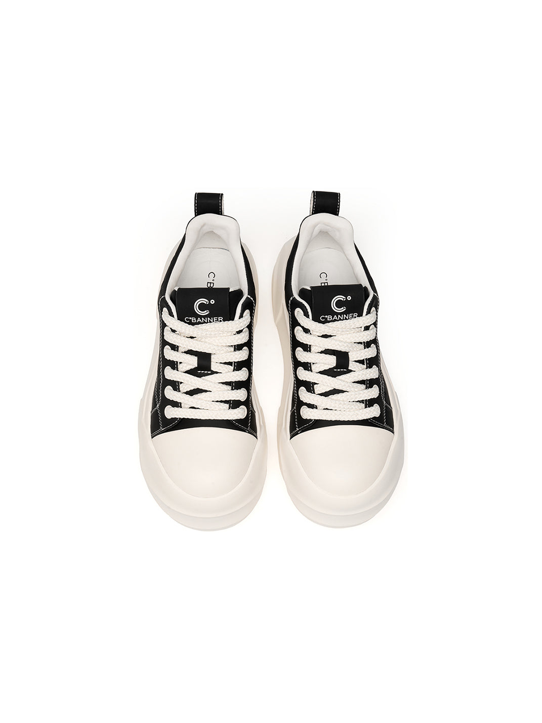 Black Geometric-Sole Platform Sneakers - View 12