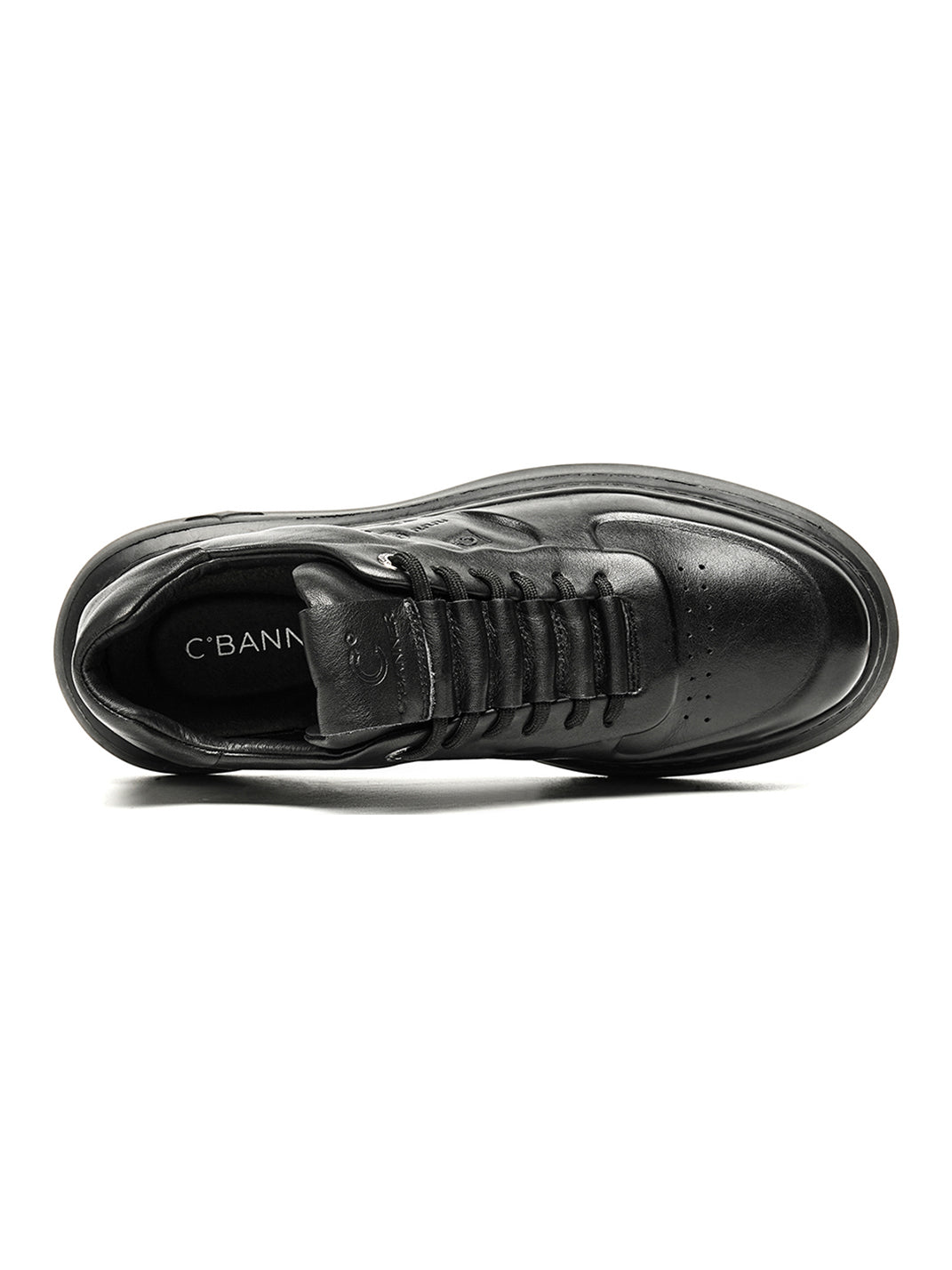 Black Embossed Leather Platform Low-Top Sneakers - View 12