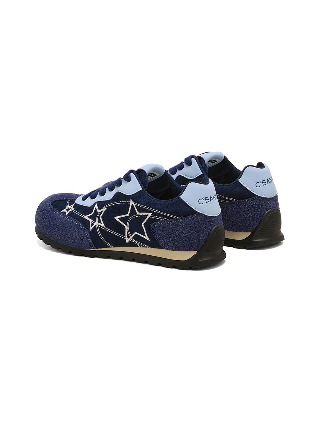 Navy Star-Embroidered Retro Low-Top Sneakers - View 7
