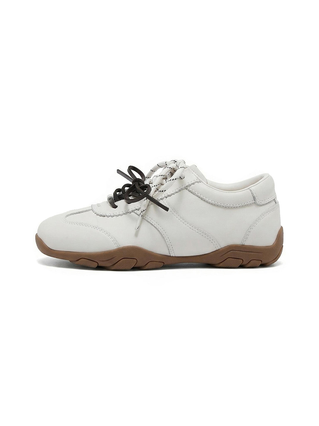 Ivory Double-Lace Gum-Sole Retro Trainers