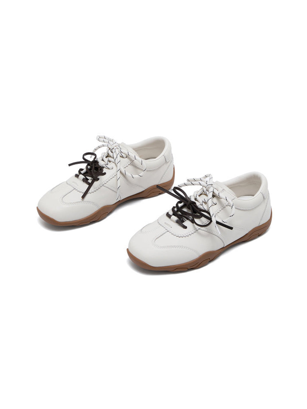 Ivory Double-Lace Gum-Sole Retro Trainers - View 9