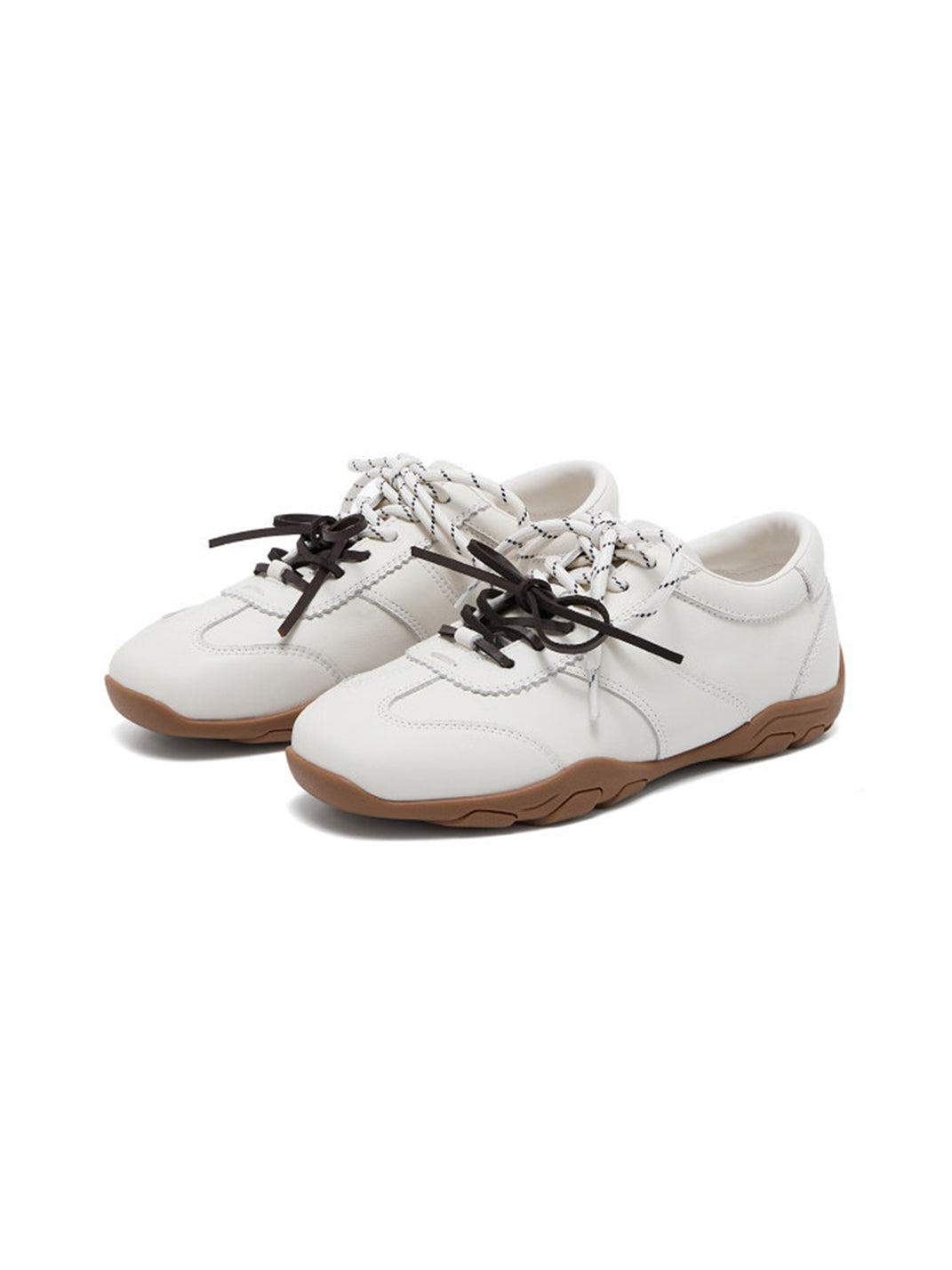 Ivory Double-Lace Gum-Sole Retro Trainers - View 11