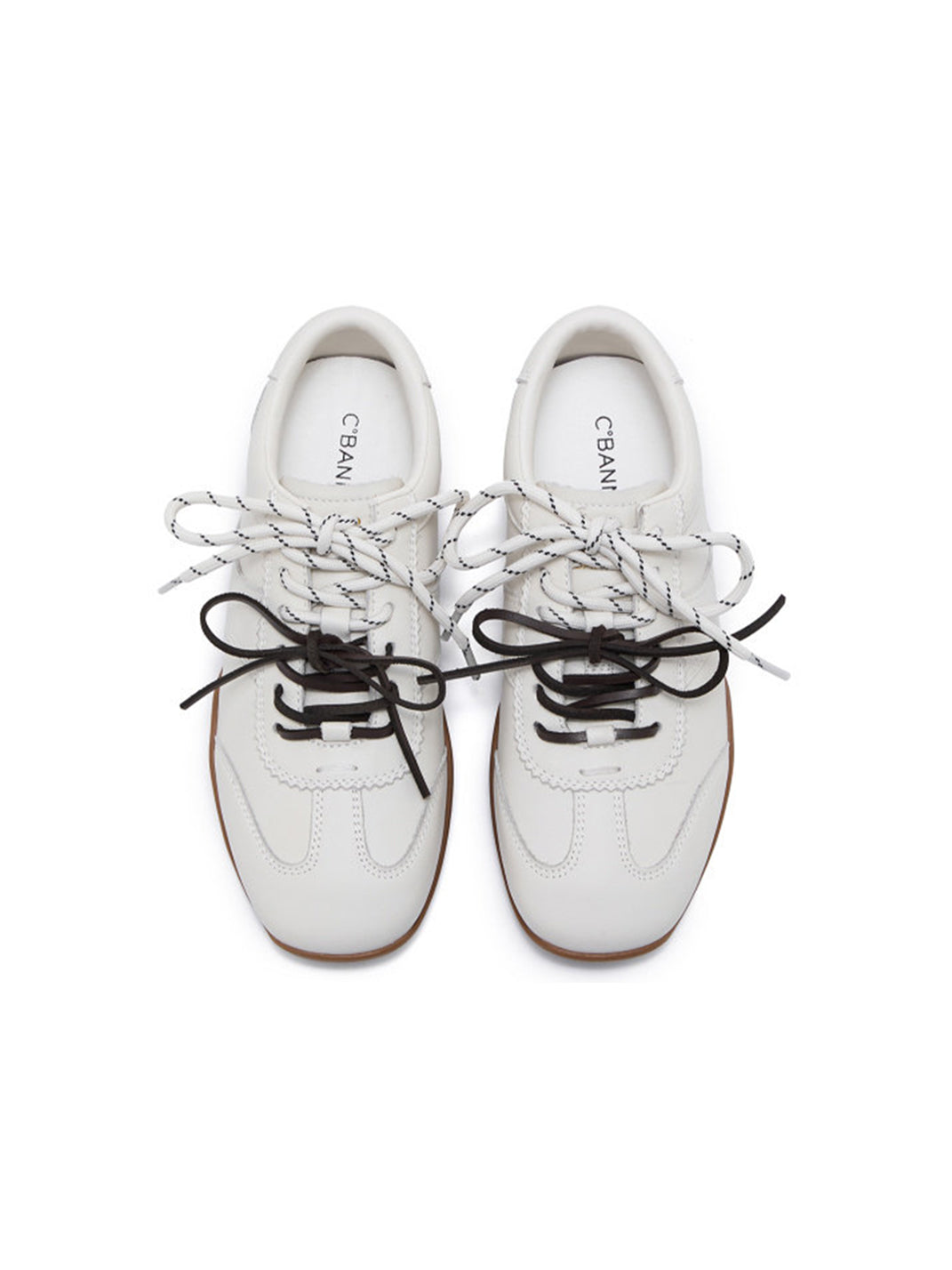 Ivory Double-Lace Gum-Sole Retro Trainers - View 12