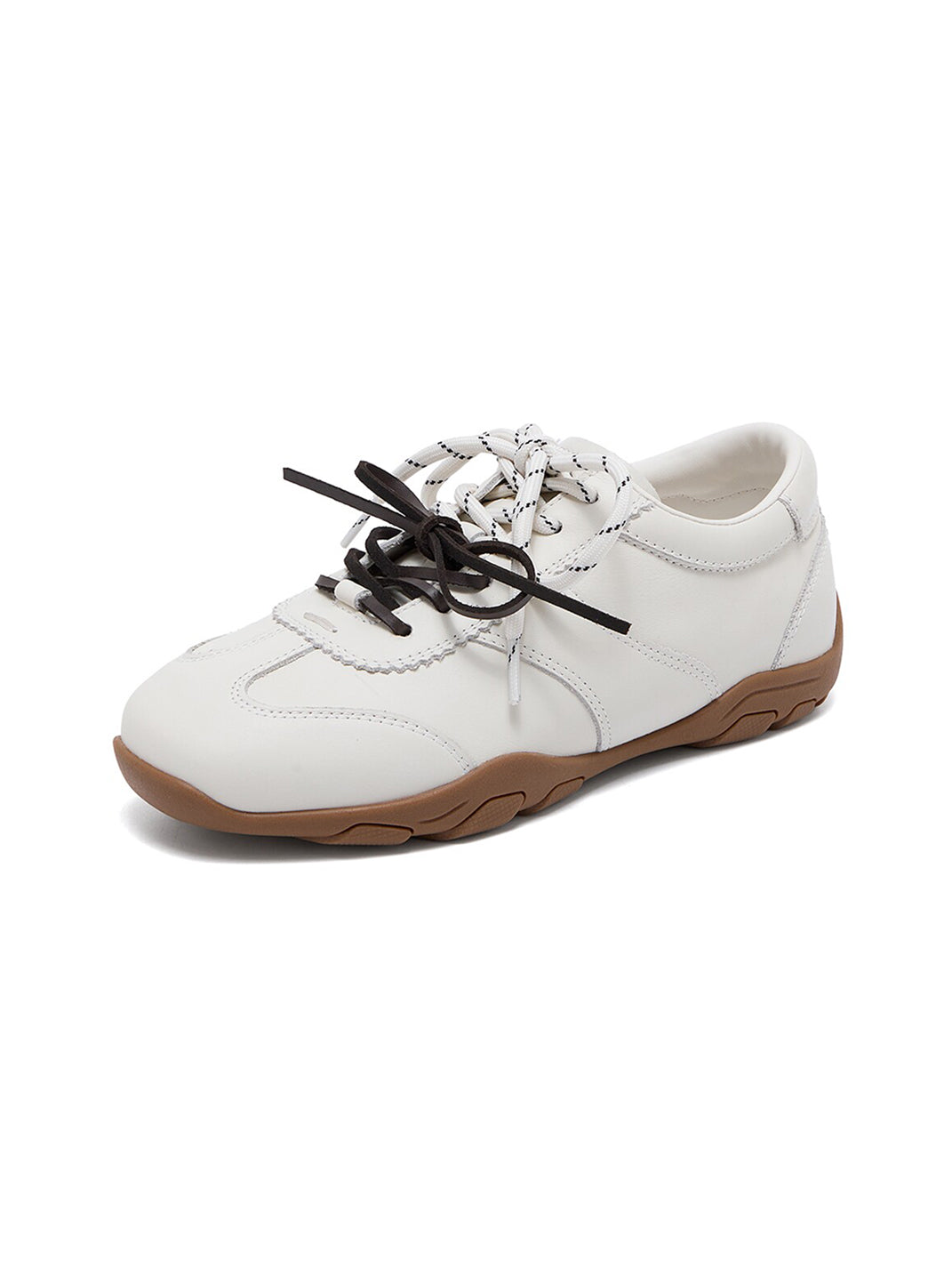 Ivory Double-Lace Gum-Sole Retro Trainers - View 13