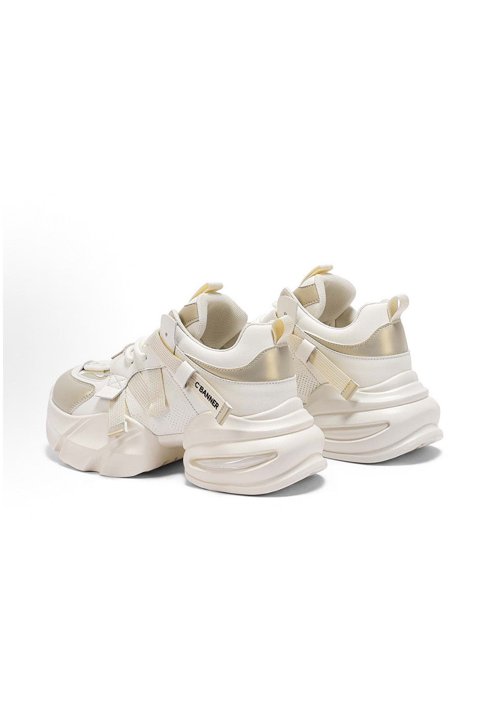Stitched-Panel White Dad Sneakers - View 7