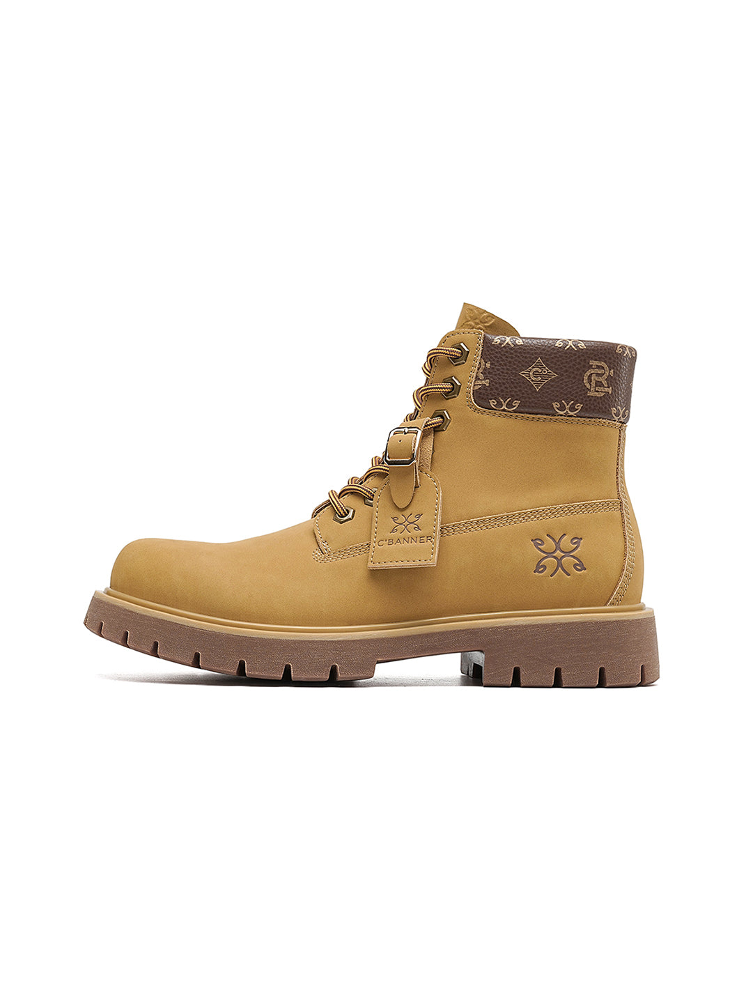 Wheat Contrast-Stitch Lug-Sole Work Boots