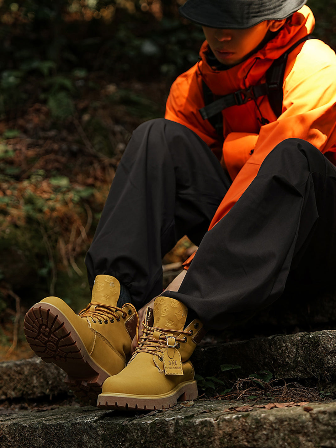 Wheat Contrast-Stitch Lug-Sole Work Boots - View 13