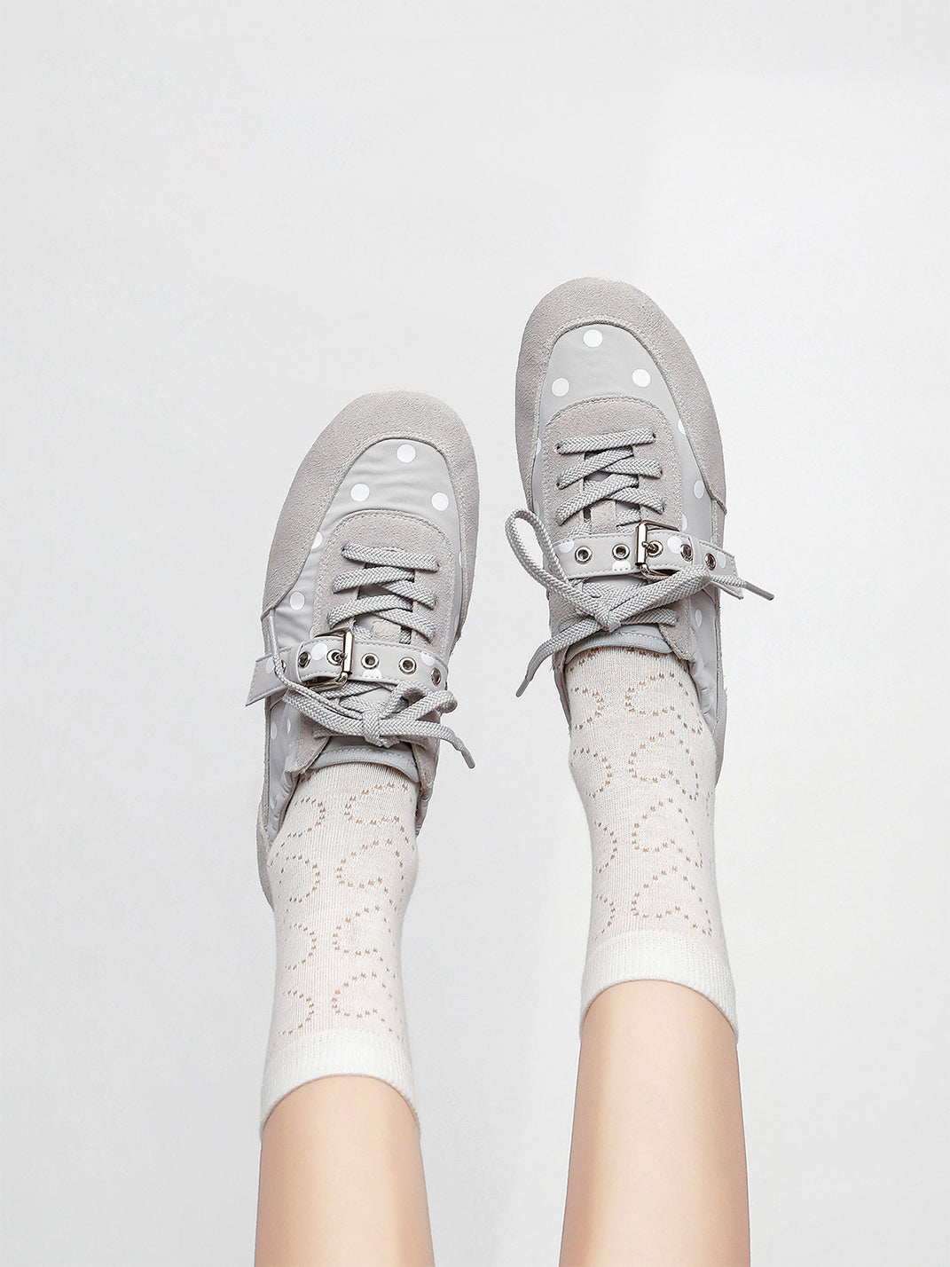 Polka-Dot Strap Low-Profile Ballet Sneakers - View 10
