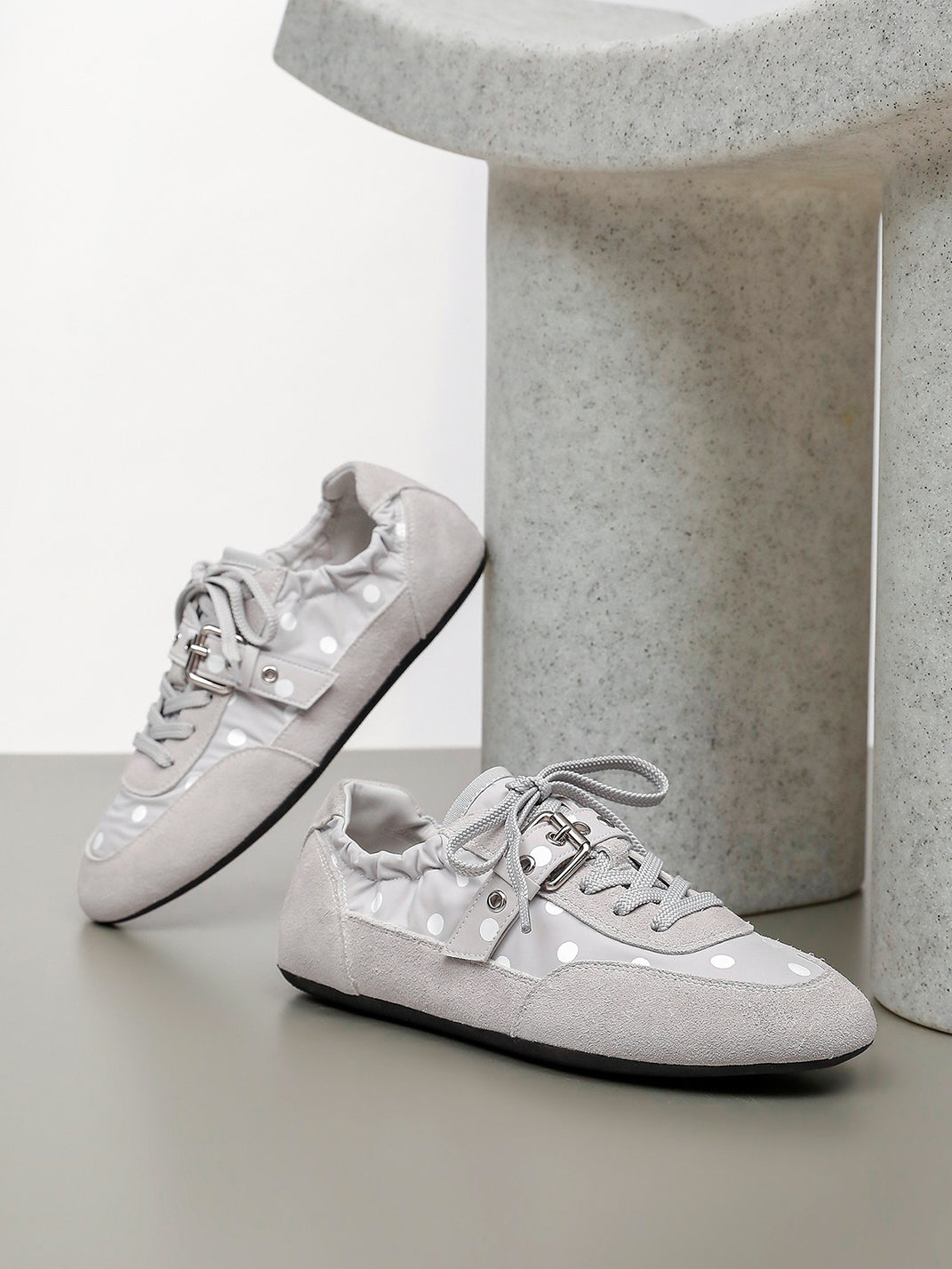 Polka-Dot Strap Low-Profile Ballet Sneakers - View 15