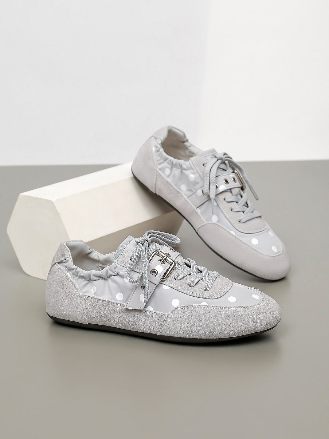 Polka-Dot Strap Low-Profile Ballet Sneakers - View 16