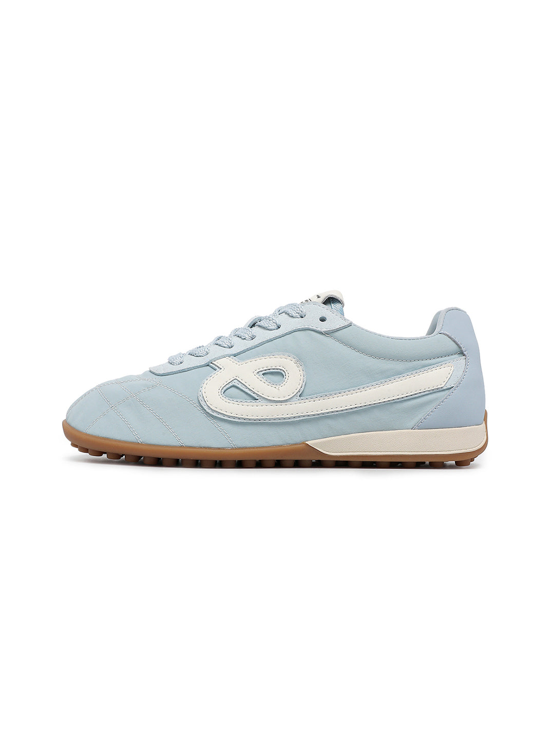 Sky Blue Quilted-Panel Gum-Sole Sneakers