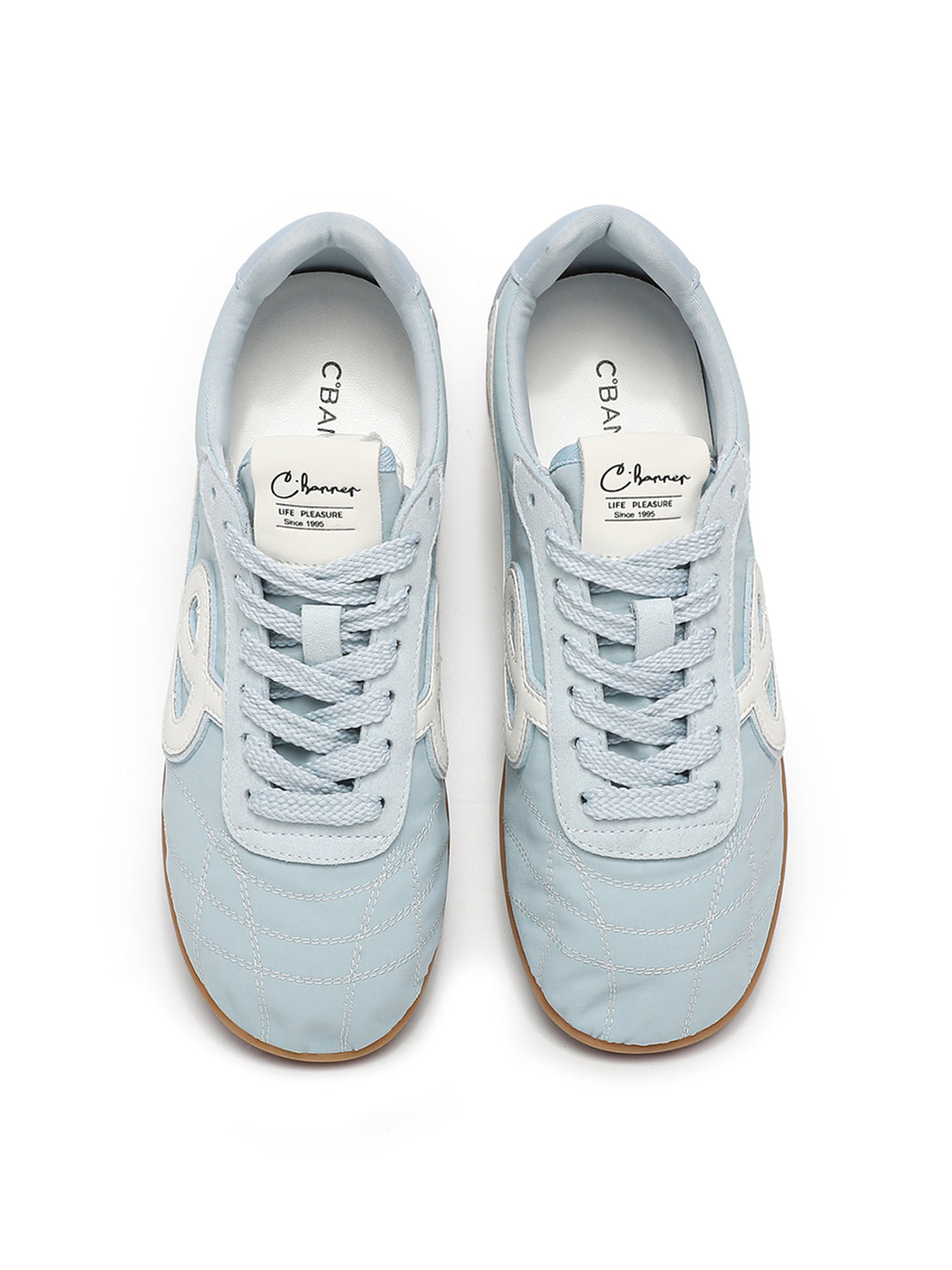 Sky Blue Quilted-Panel Gum-Sole Sneakers - View 7