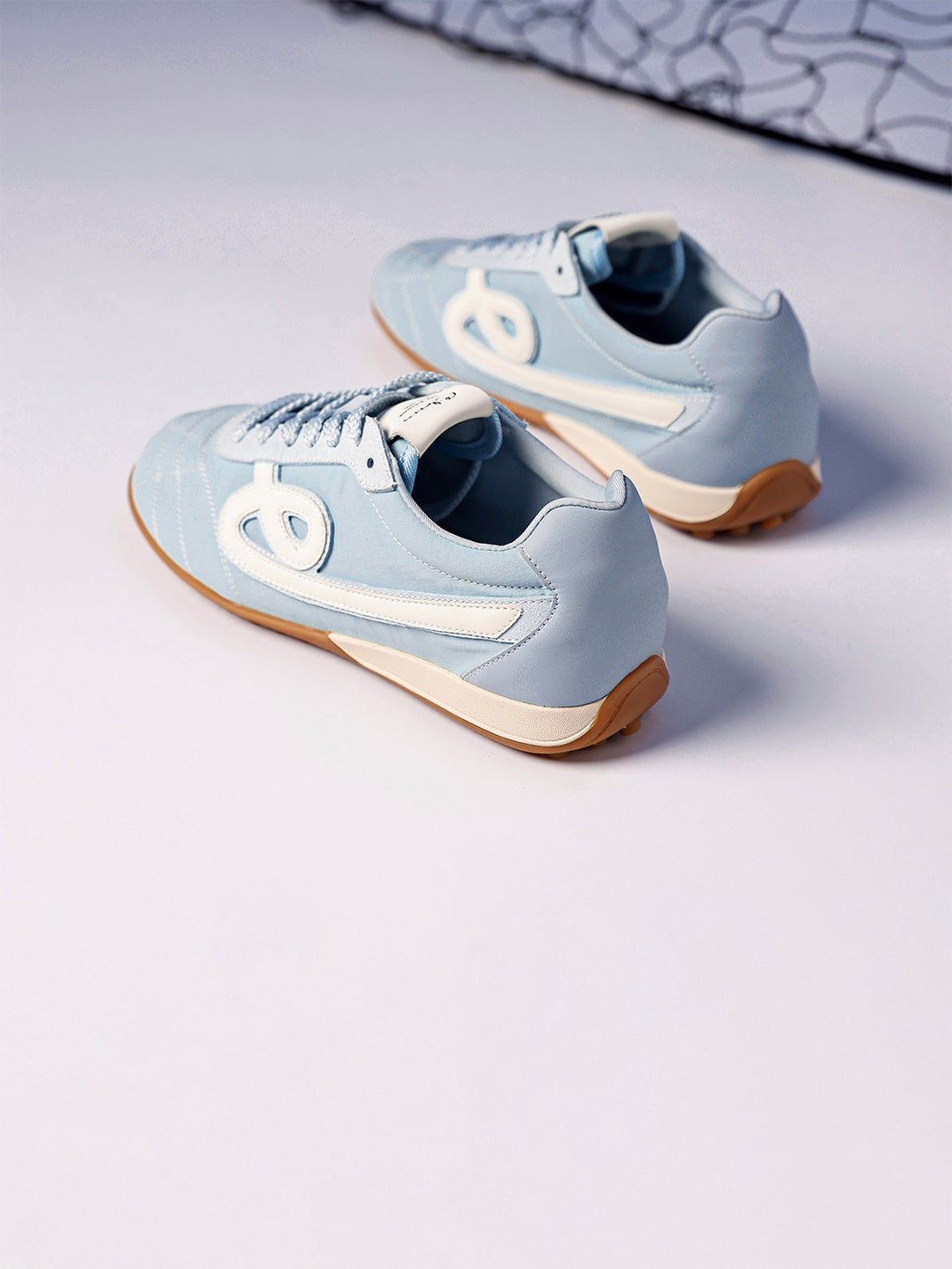Sky Blue Quilted-Panel Gum-Sole Sneakers - View 14