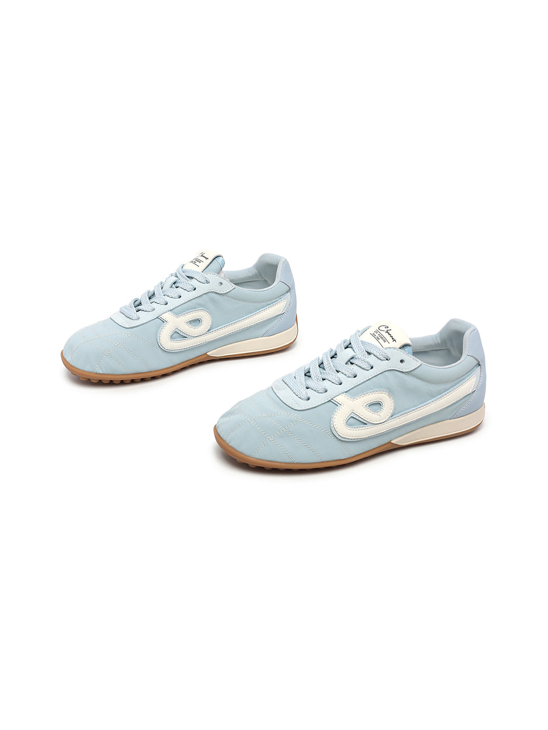 Sky Blue Quilted-Panel Gum-Sole Sneakers - View 15