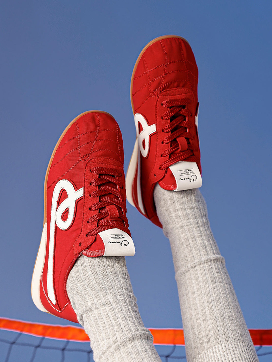Crimson Quilted-Panel Gum-Sole Sneakers - View 5