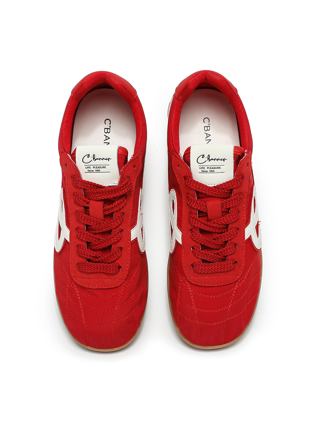 Crimson Quilted-Panel Gum-Sole Sneakers - View 7