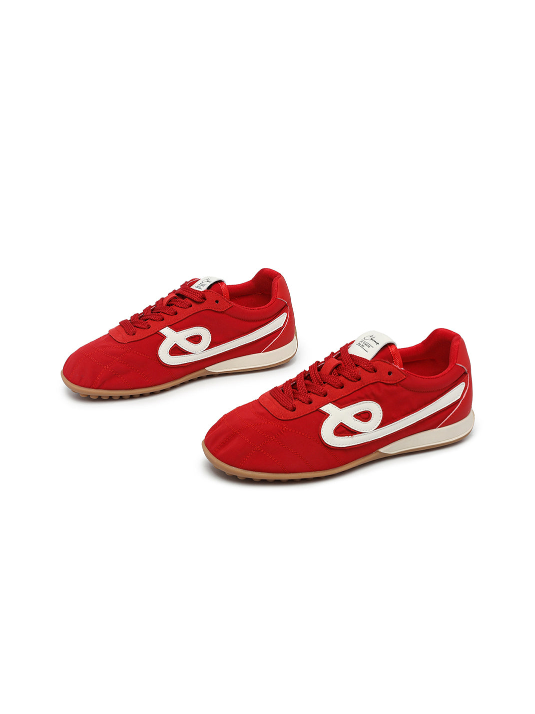 Crimson Quilted-Panel Gum-Sole Sneakers - View 8