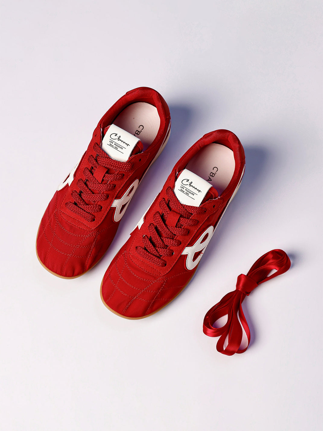 Crimson Quilted-Panel Gum-Sole Sneakers - View 10