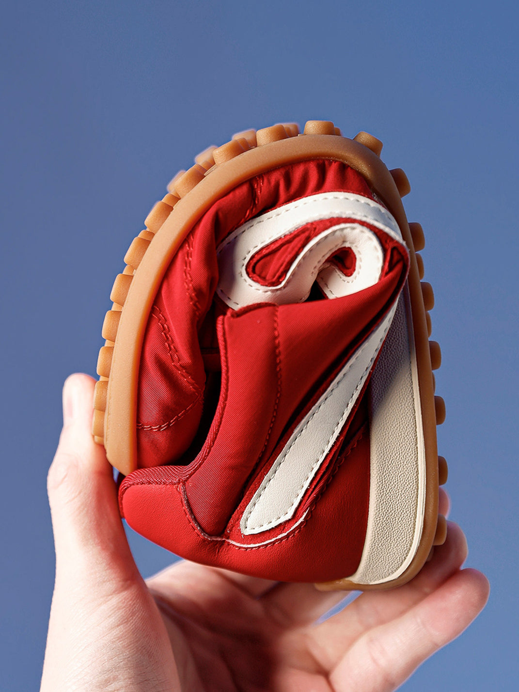 Crimson Quilted-Panel Gum-Sole Sneakers - View 15