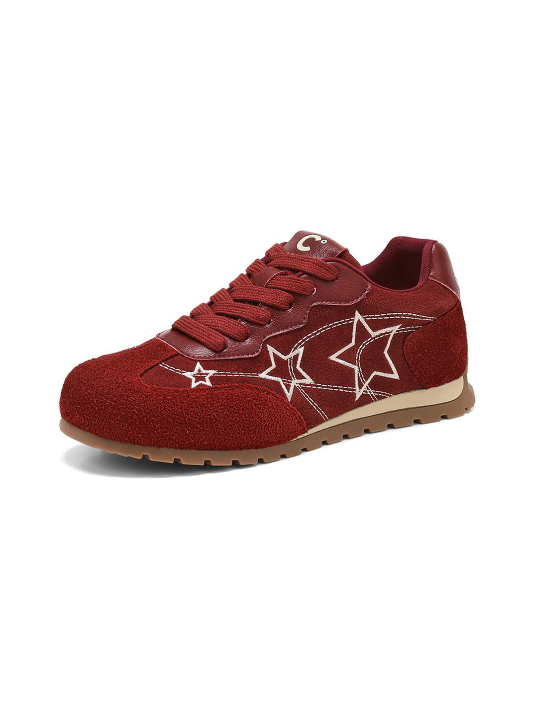 Burgundy Star-Outline Retro Low-Top Sneakers - View 5