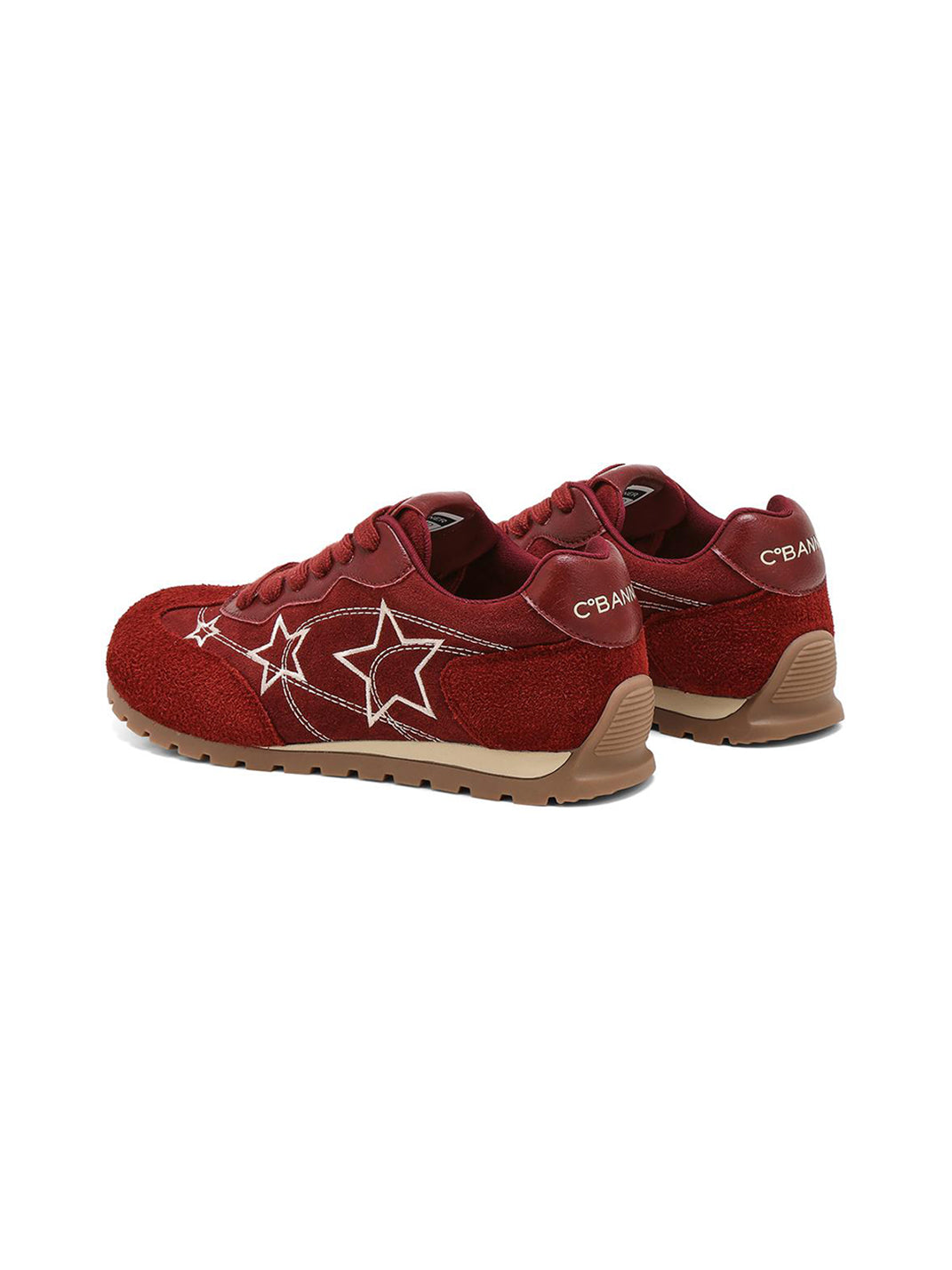 Burgundy Star-Outline Retro Low-Top Sneakers - View 7