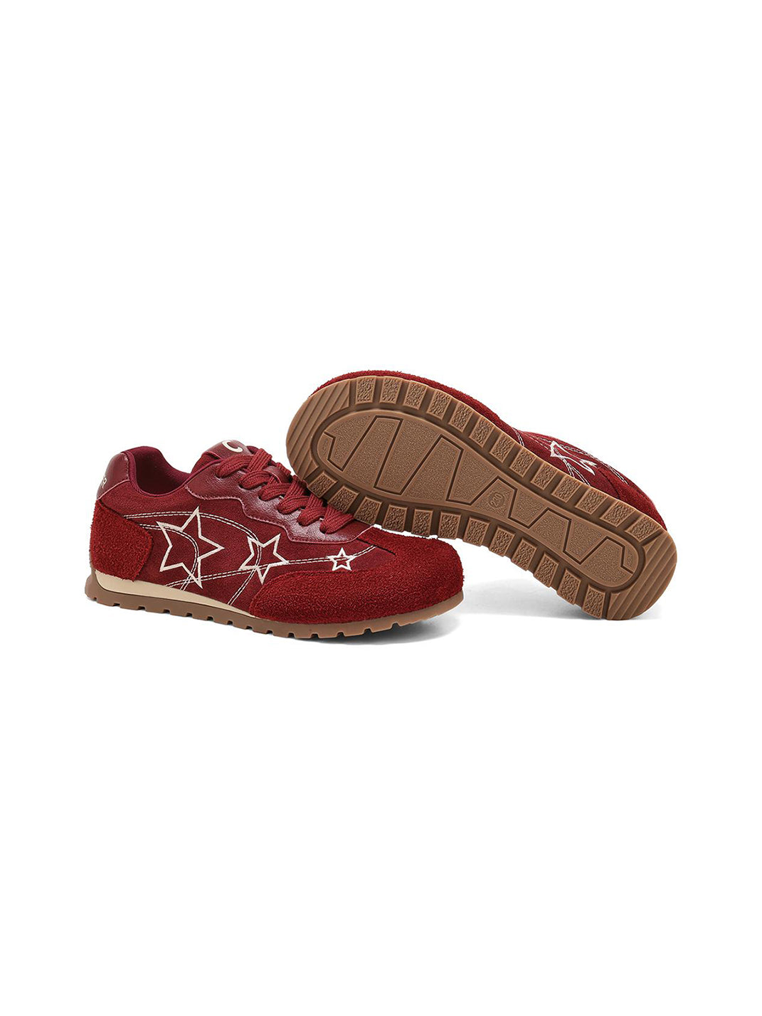 Burgundy Star-Outline Retro Low-Top Sneakers - View 8