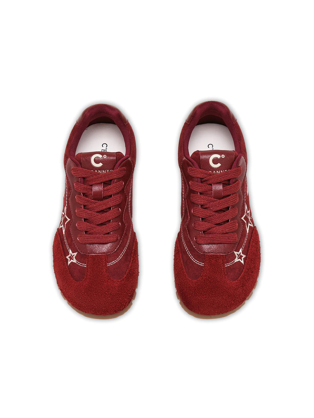 Burgundy Star-Outline Retro Low-Top Sneakers - View 9