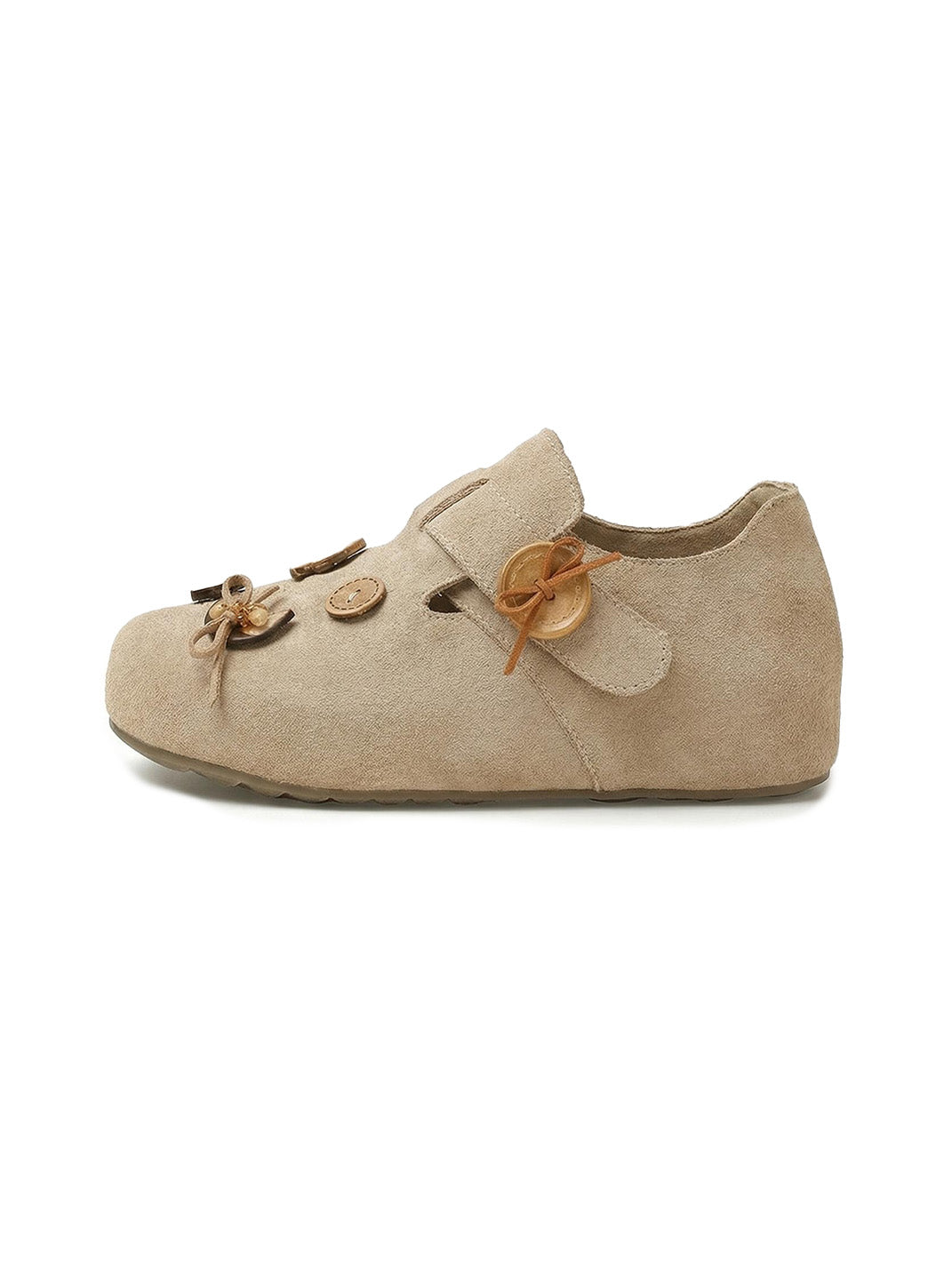 Suede Button-Strap Retro Slip-On Shoes