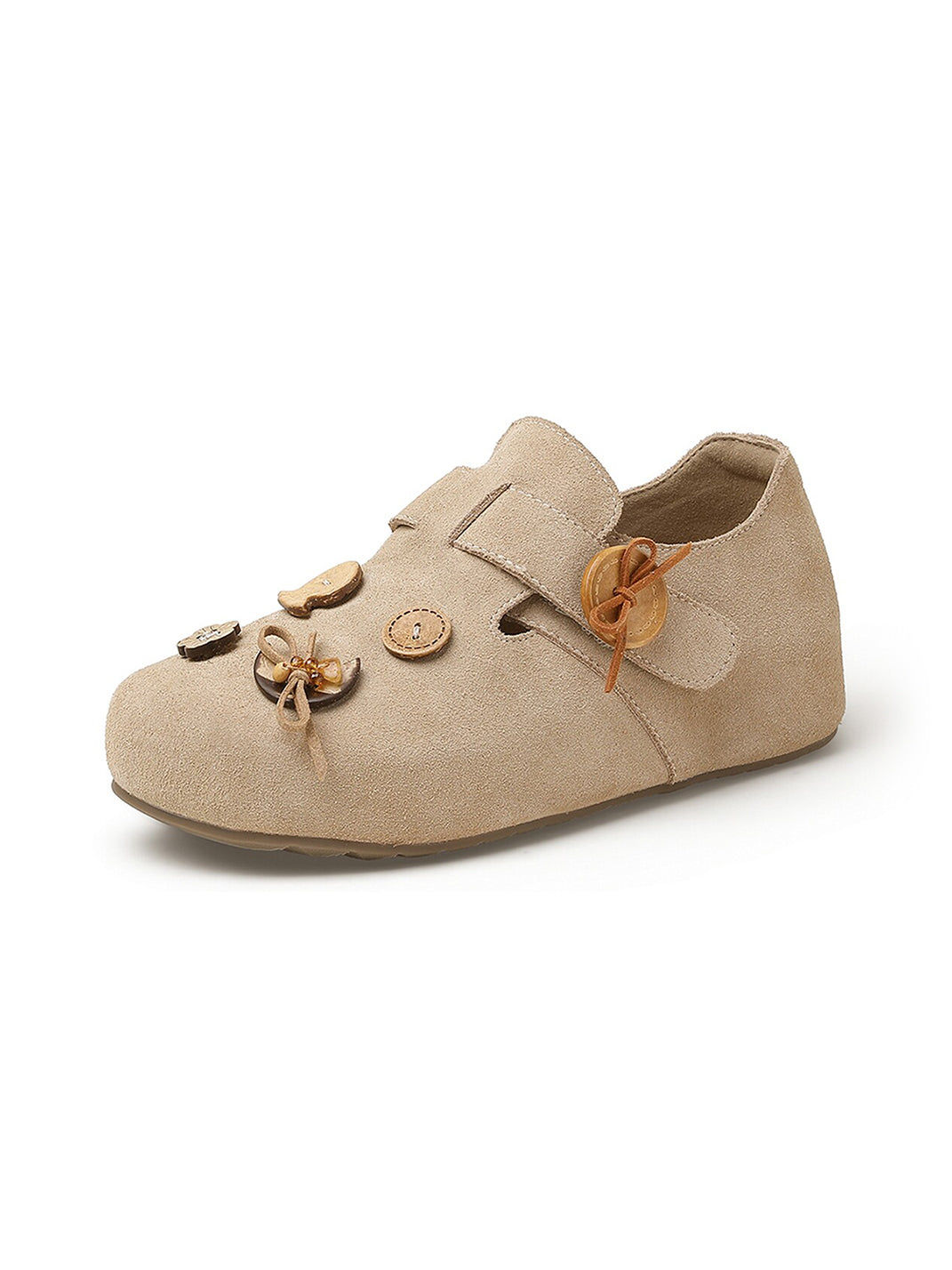 Suede Button-Strap Retro Slip-On Shoes - View 7