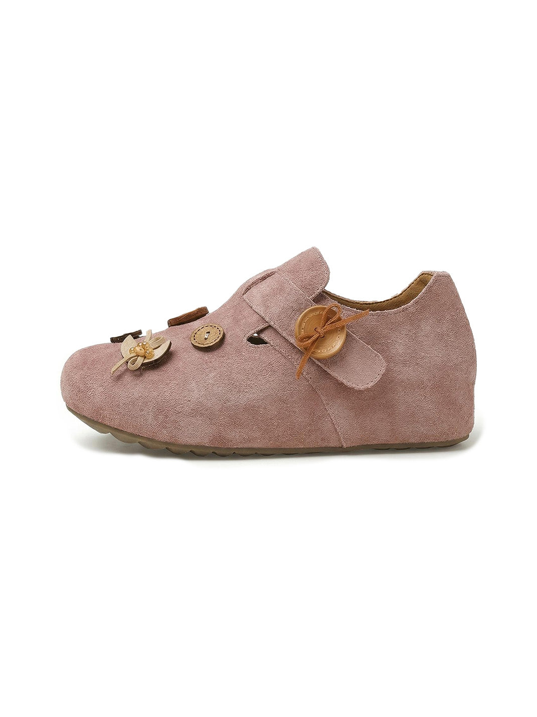 Suede Button-Strap Retro Slip-On Shoes - View 10