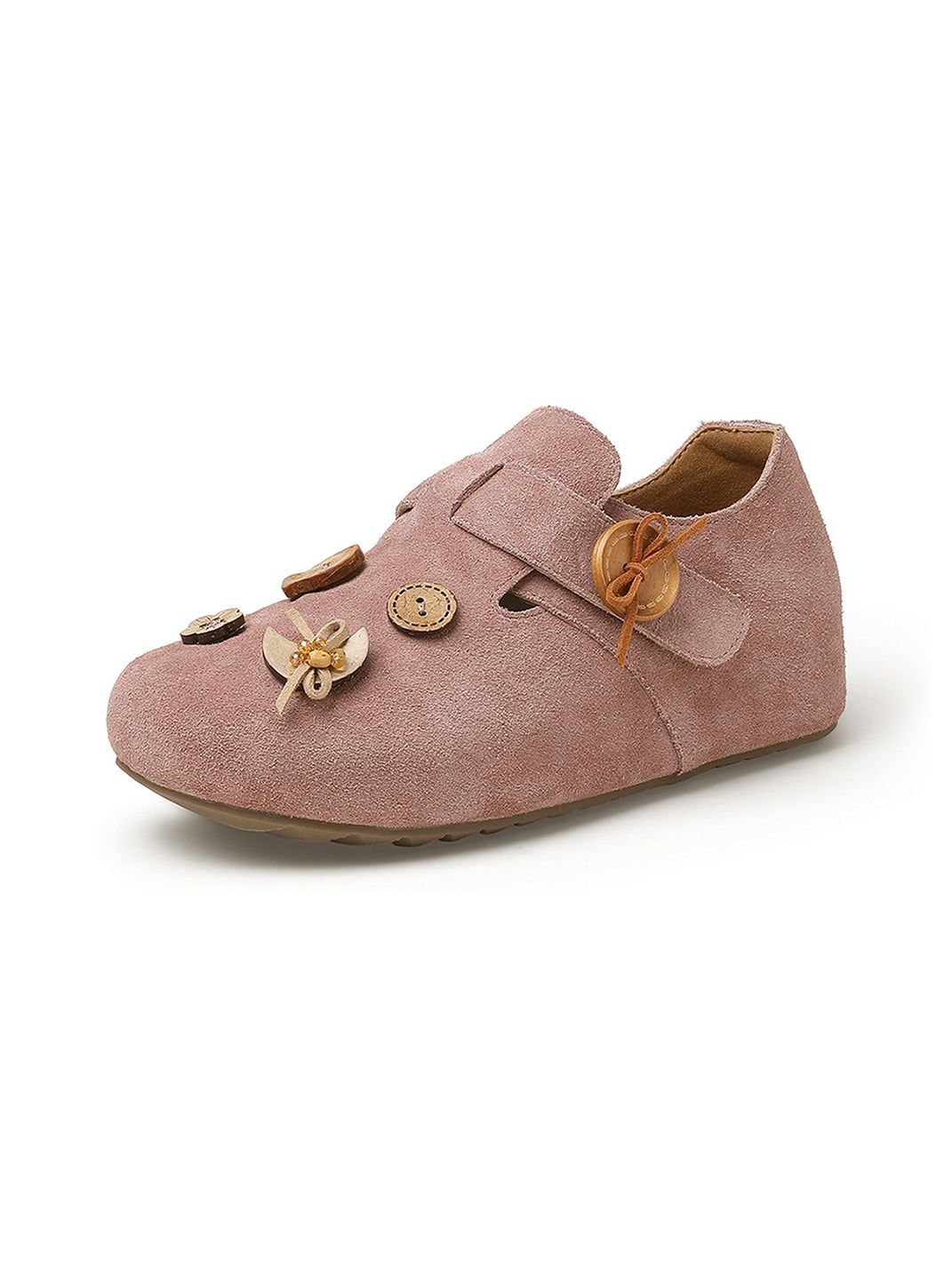 Suede Button-Strap Retro Slip-On Shoes - View 14