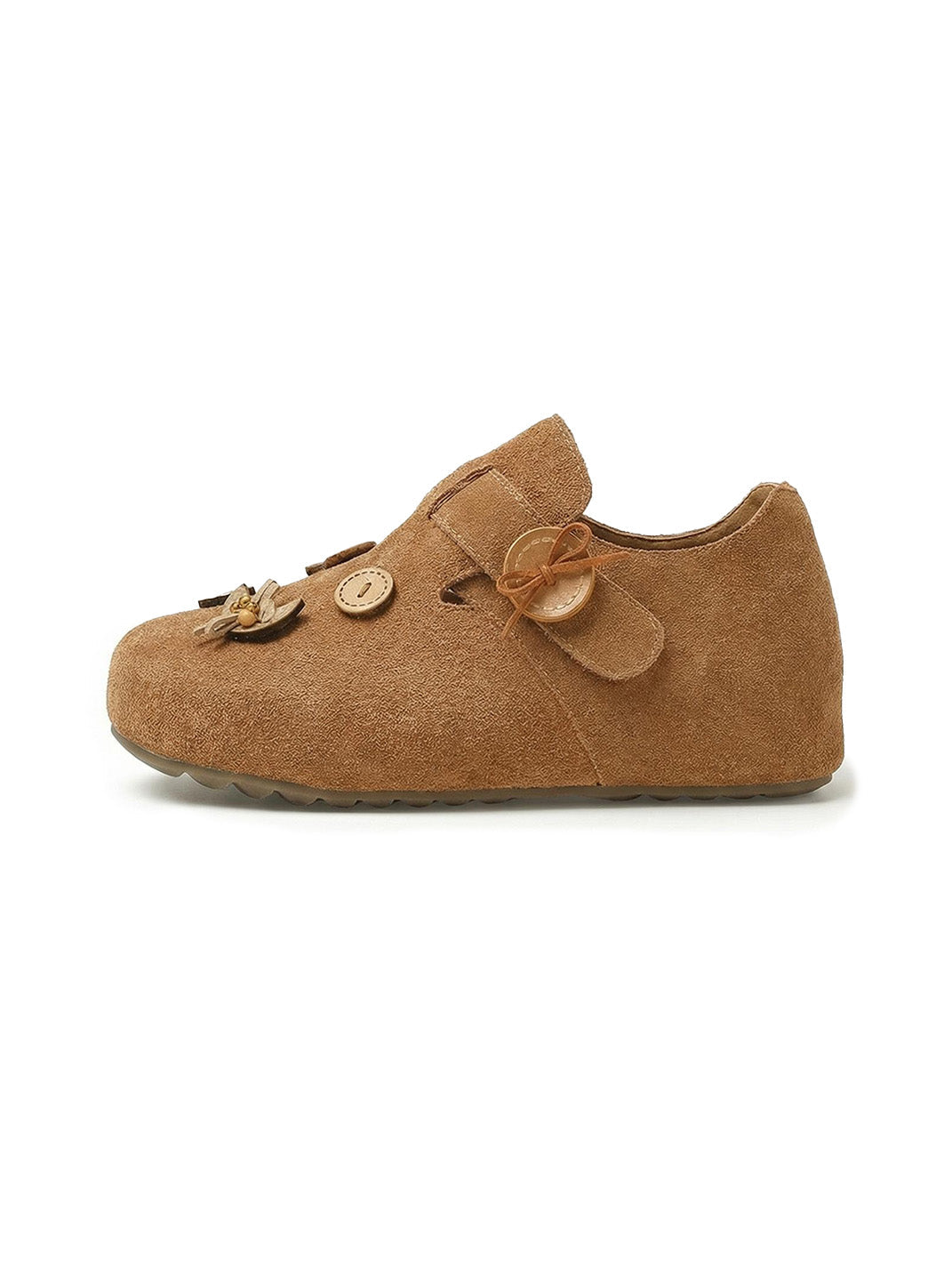 Suede Button-Strap Retro Slip-On Shoes - View 15