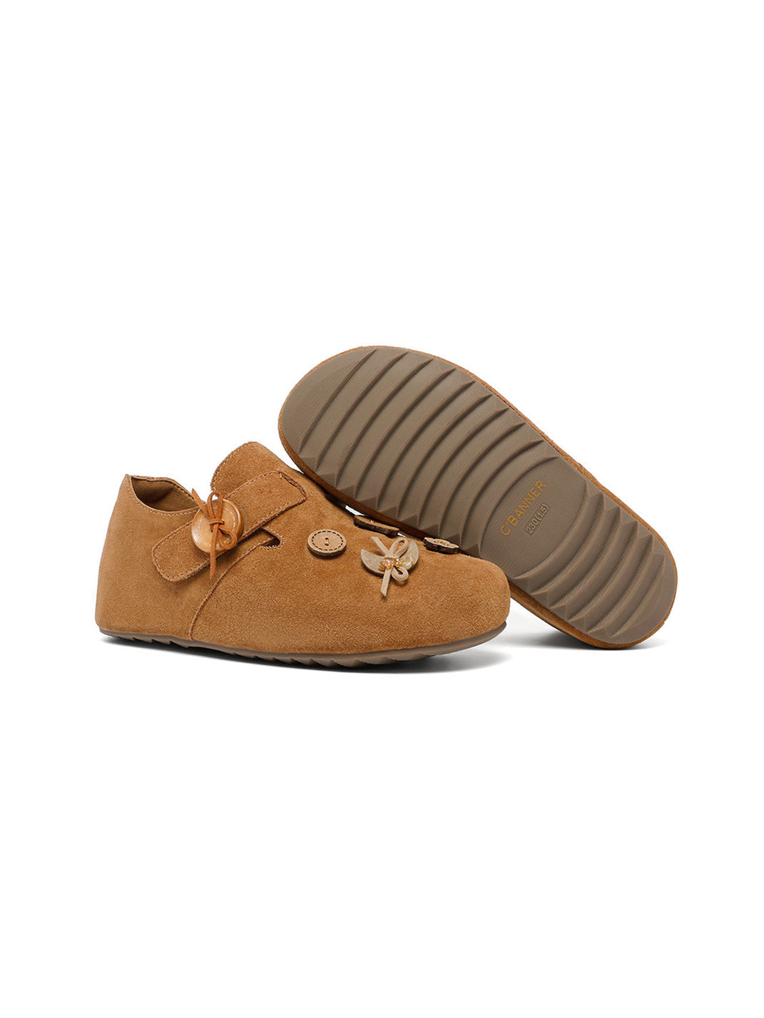 Suede Button-Strap Retro Slip-On Shoes - View 17