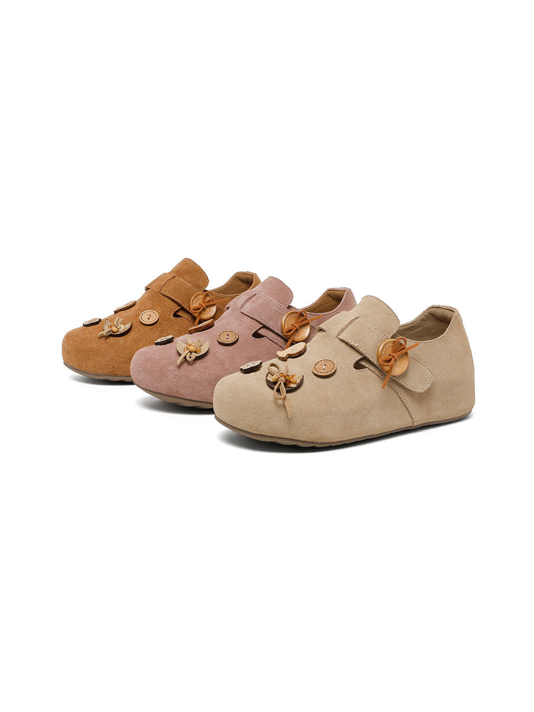 Suede Button-Strap Retro Slip-On Shoes - View 18
