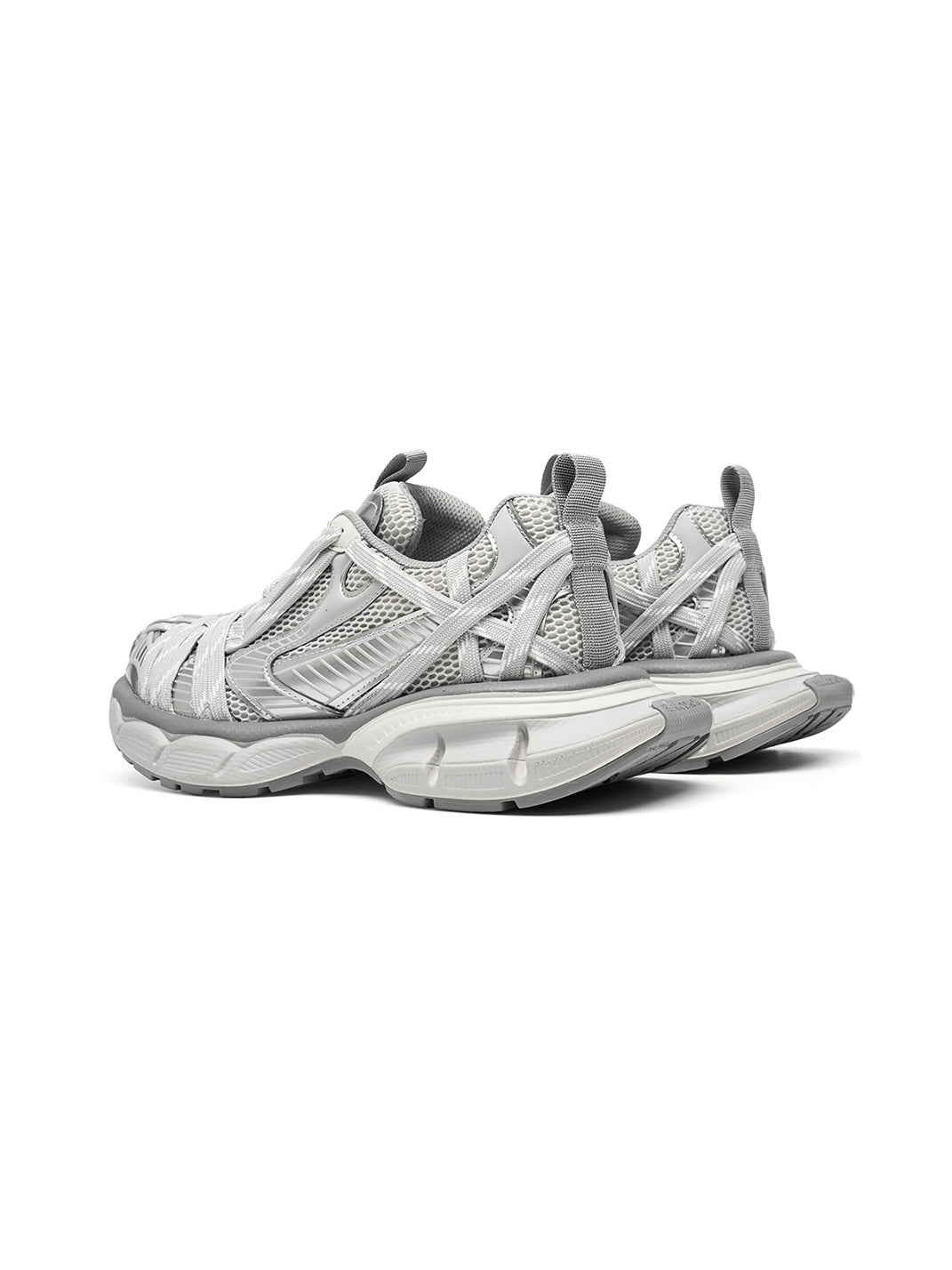 Silver Layered-Mesh Chunky Runner Sneakers - View 8