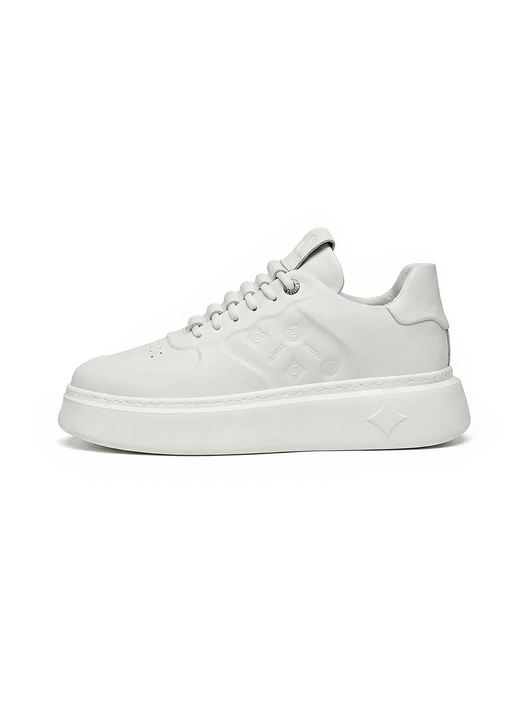 White Monogram-Texture Chunky Platform Sneakers