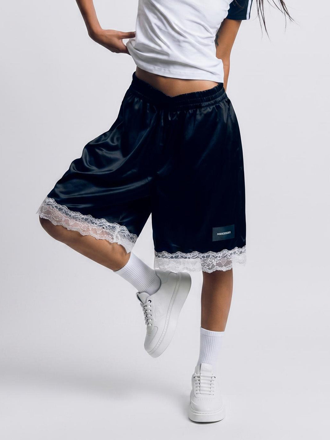 White Monogram-Texture Chunky Platform Sneakers - View 4
