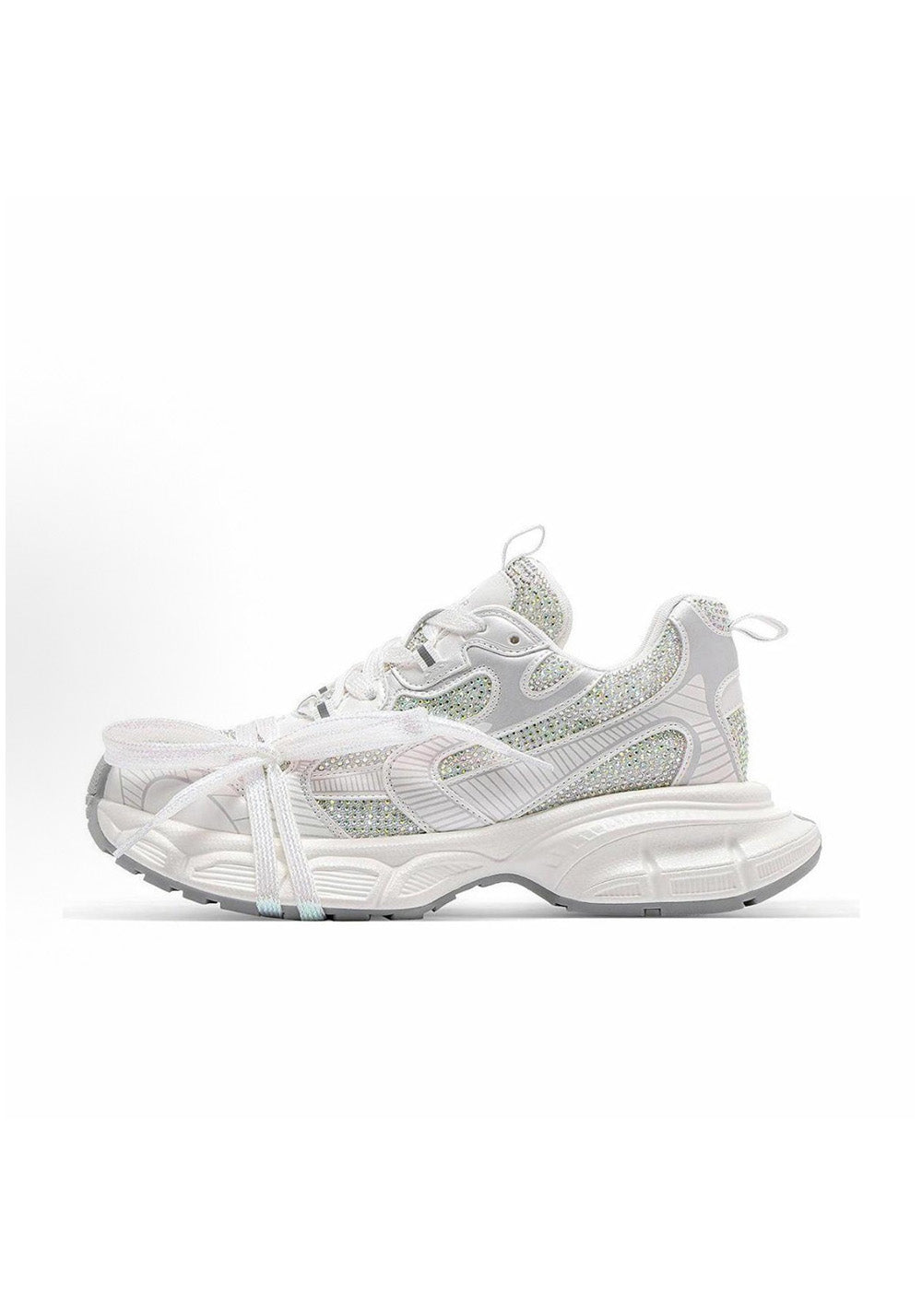Rhinestone Silver Chunky Dad Sneakers - View 8
