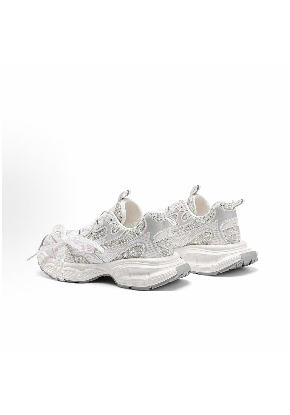 Rhinestone Silver Chunky Dad Sneakers - View 10