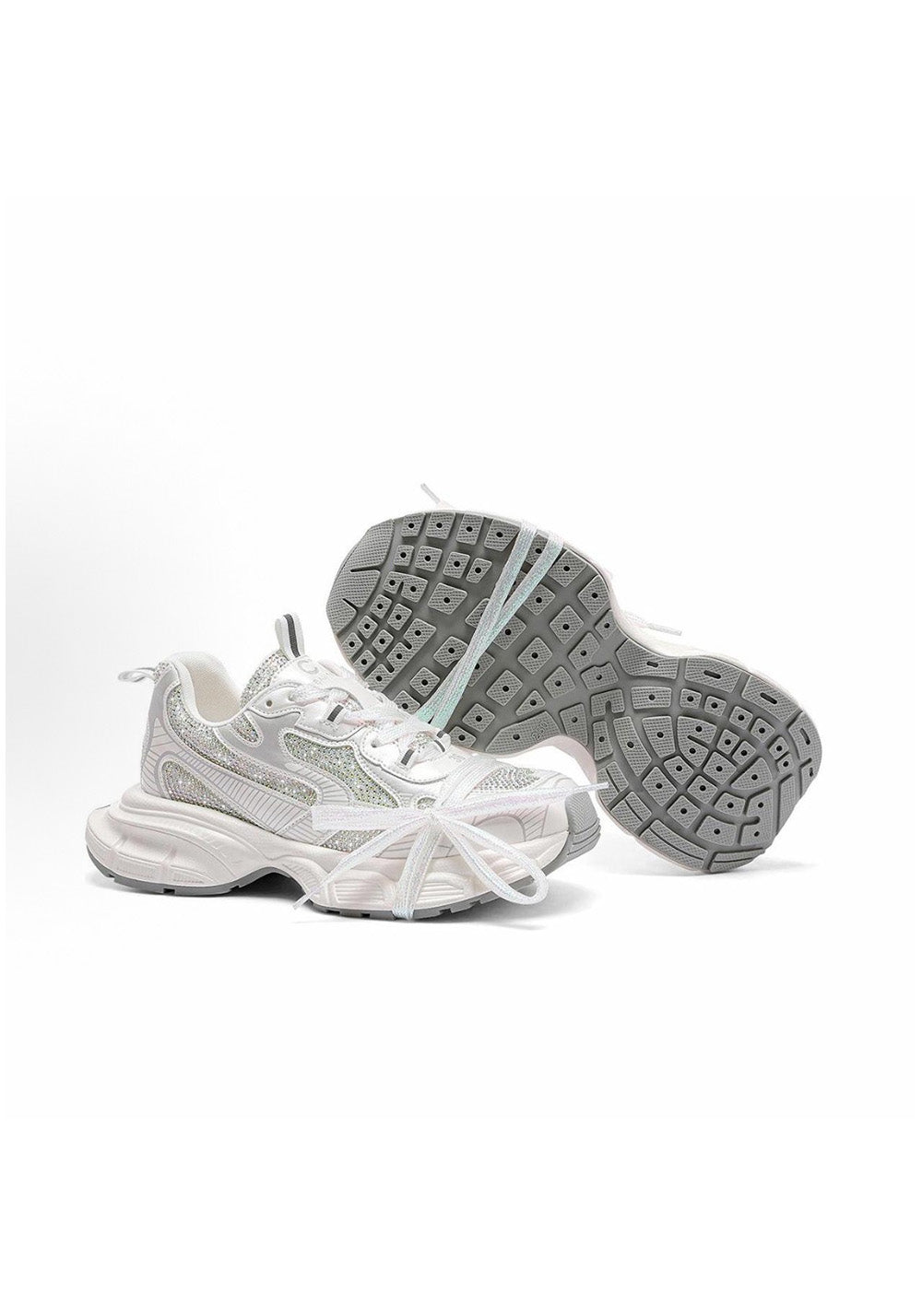 Rhinestone Silver Chunky Dad Sneakers - View 11